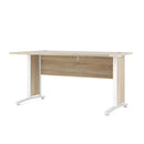 Prima Oak Finish Desk With White Steel Legs by Lavishway | -28778
