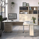 Prima Oak Desk With Silver & Grey Steel Legs by Lavishway | -28792