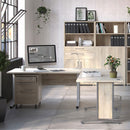 Prima Oak Finish Desk With White Steel Legs by Lavishway | -28782