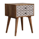 Prima Wood Pattern 2 Drawers Bedside Table by Lavishway | Bedside Tables-57906