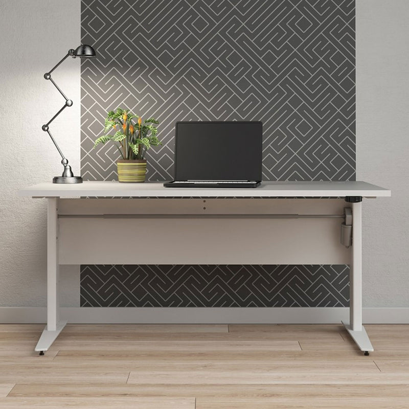 Prima White Desk With White Steel Legs by Lavishway | -28736