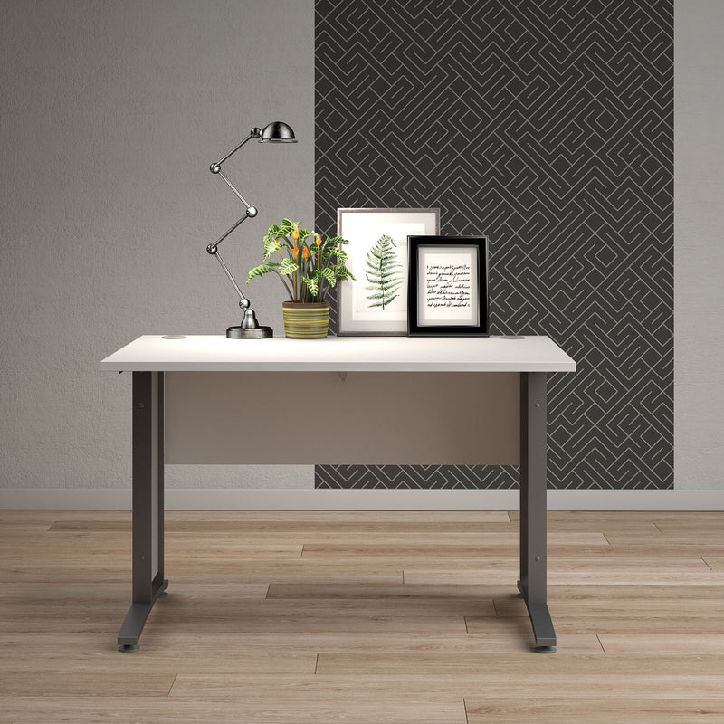 Prima White Desk With Steel Legs by Lavishway | -28911