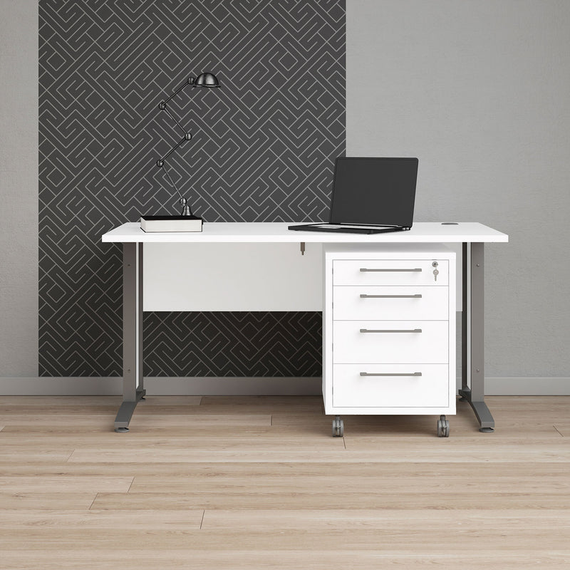 Prima White Desk With Steel Legs by Lavishway | -28912
