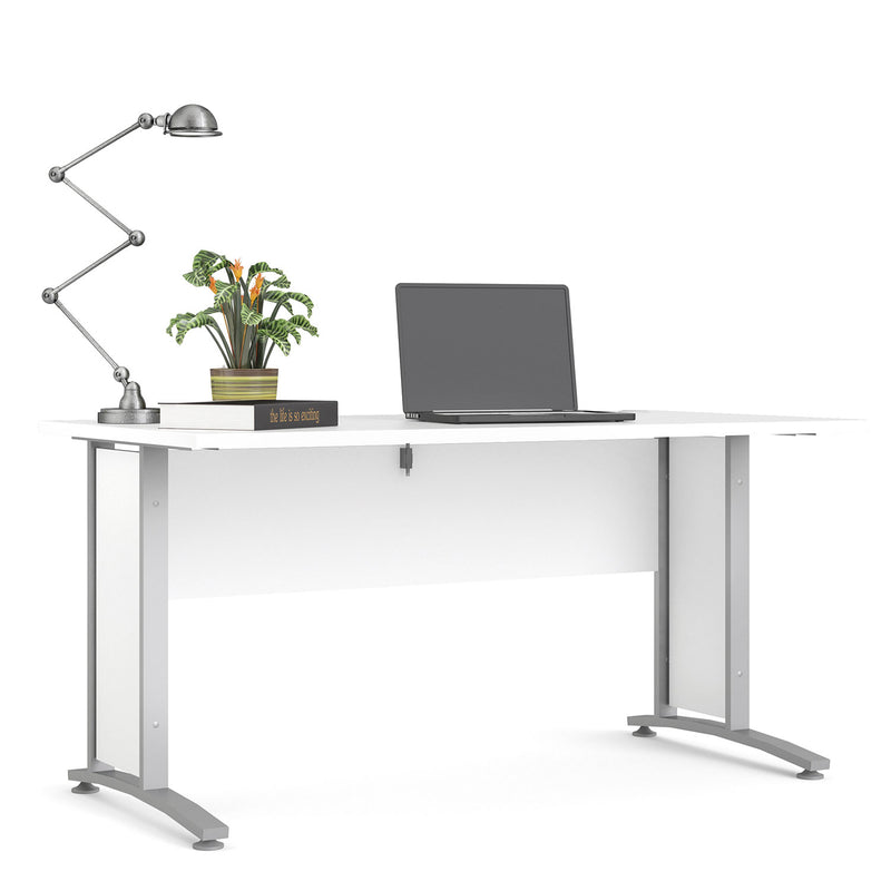 Prima White Desk With Steel Legs by Lavishway | -28928