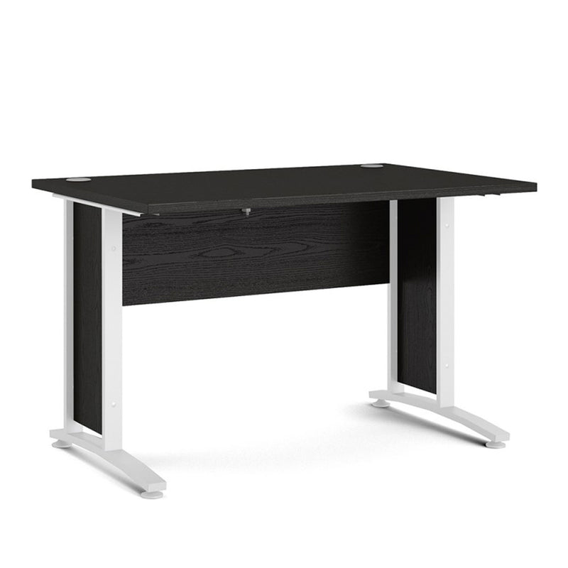 Prima Black Woodgrain Desk With White Legs by Lavishway | -28803
