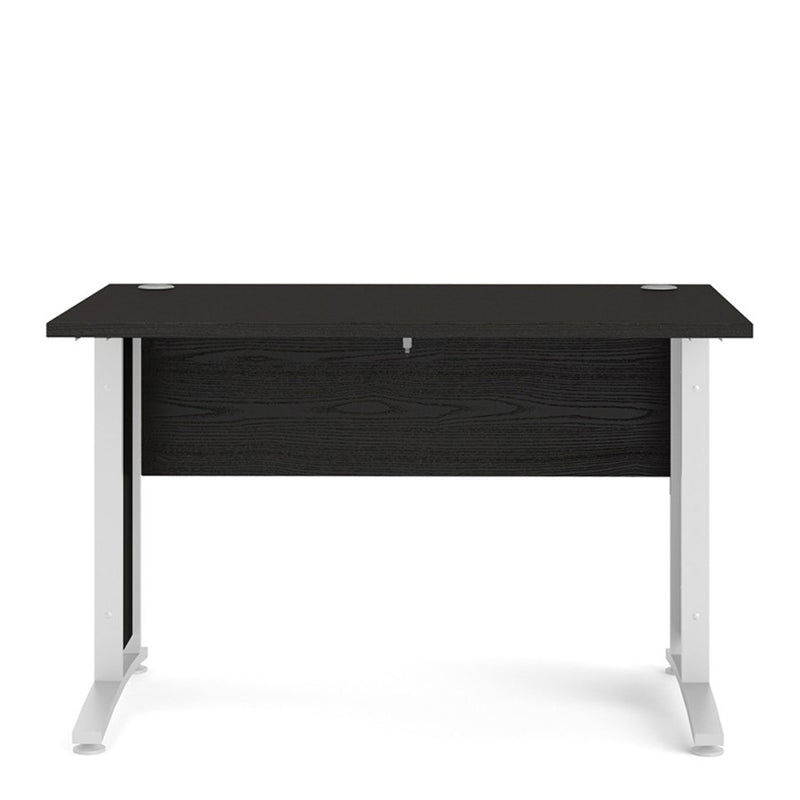 Prima Black Woodgrain Desk With White Legs by Lavishway | -28805