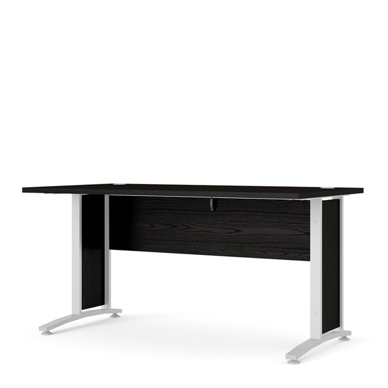 Prima Black Woodgrain Desk With White Legs by Lavishway | -28808