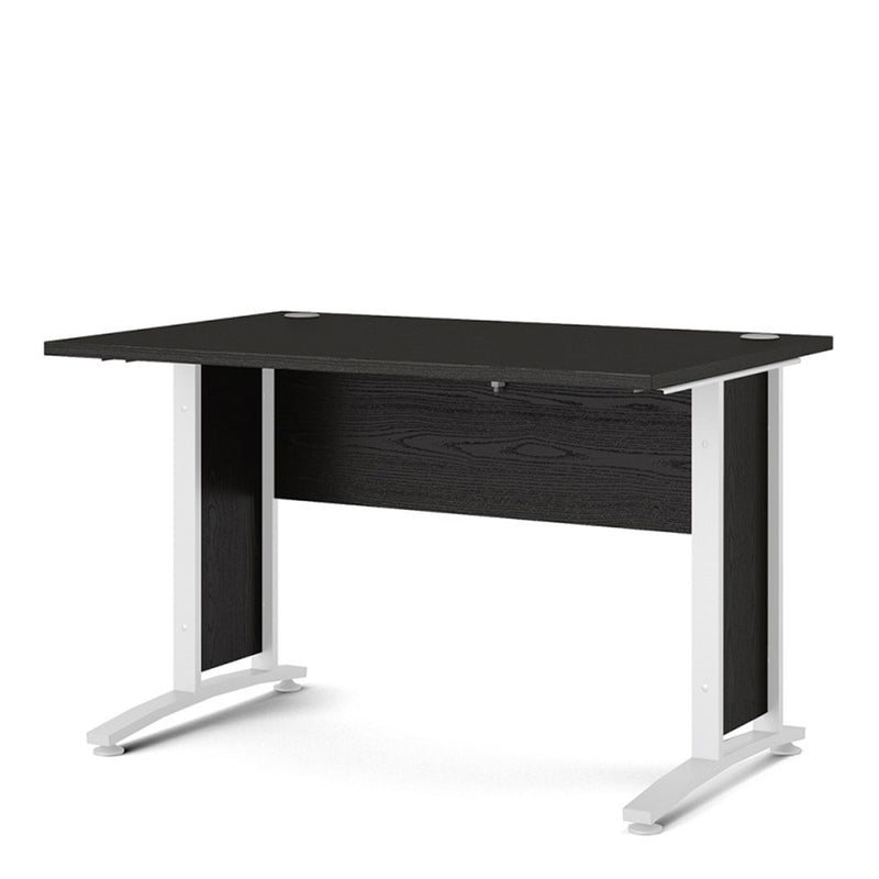 Prima Black Woodgrain Desk With White Legs by Lavishway | -28807