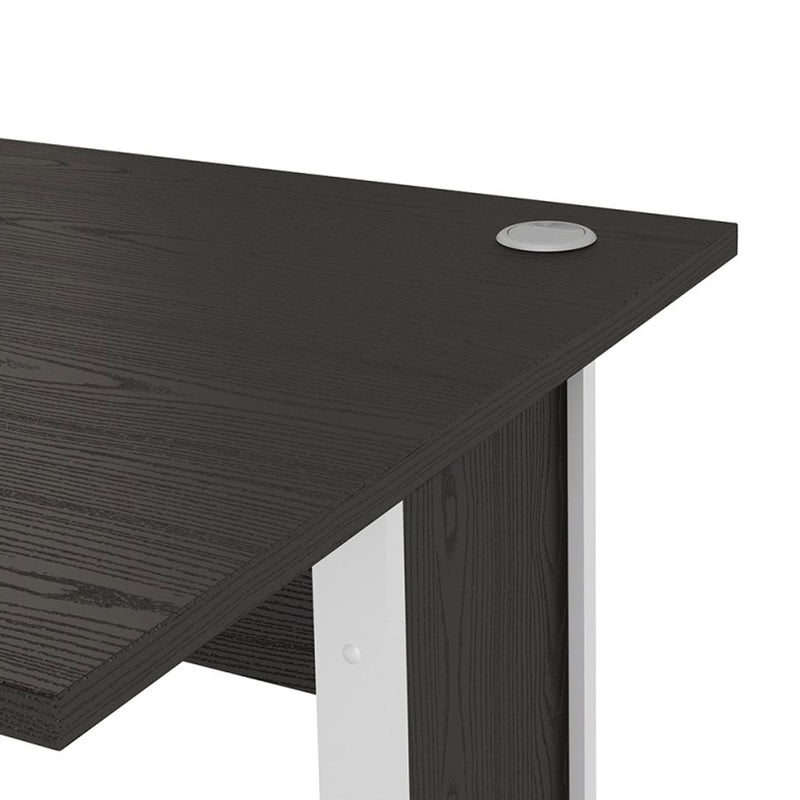 Prima Black Woodgrain Desk With White Legs by Lavishway | -28809