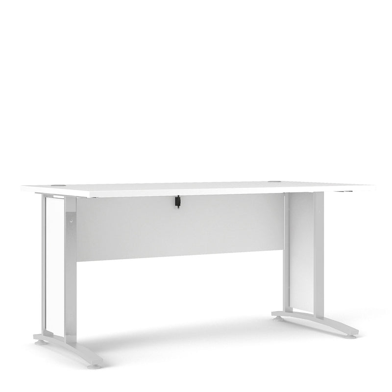 Prima White Desk With White Steel Legs by Lavishway | -28870