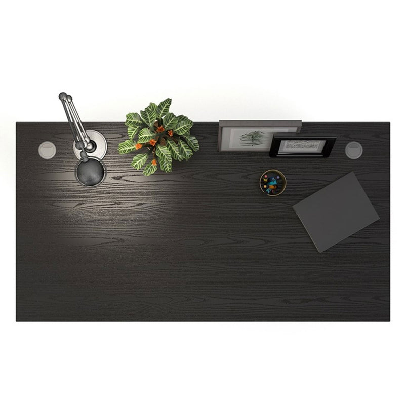 Prima Black Woodgrain Desk With White Legs by Lavishway | -28812