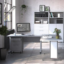 Prima White Corner Desk Top & Grey Steel Legs