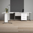 Prima White Corner Desk Top & Grey Steel Legs