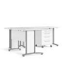 Prima White Corner Desk Top & Grey Steel Legs