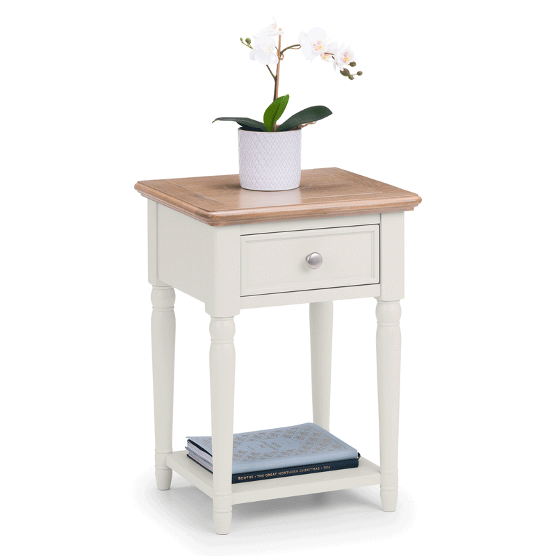 Provence Grey Single Drawer Lamp Table by Lavishway | Side Tables-61186