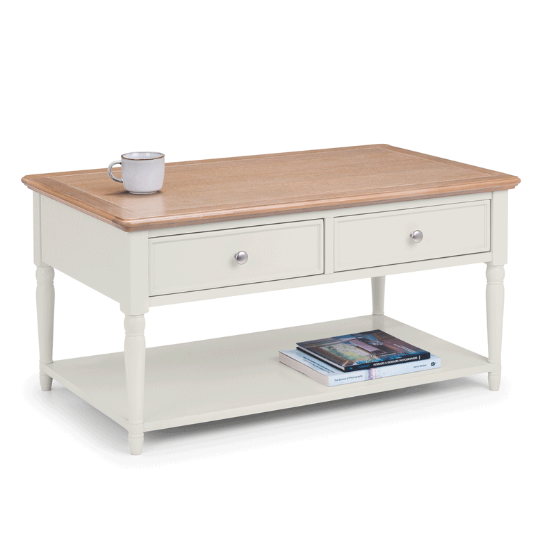 Provence Grey Painted 2 Drawers Coffee Table by Lavishway | Coffee Tables-61178