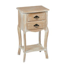 Provence Oak Finish 2 Drawers Bedside Table by Lavishway | Bedside Tables-28411