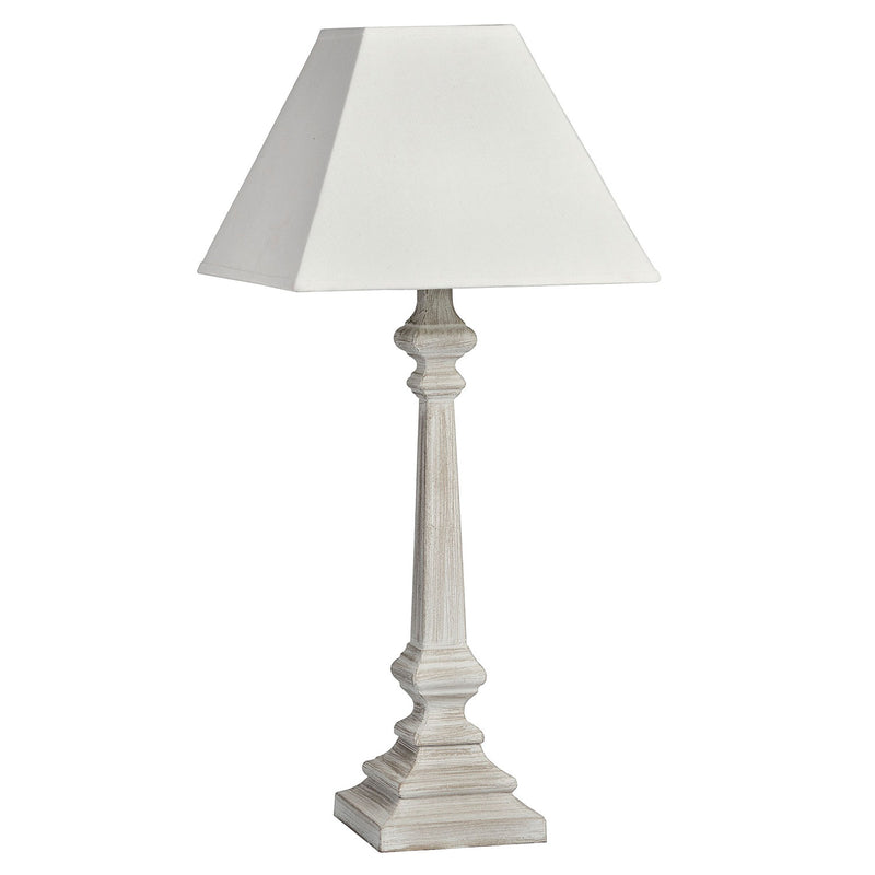 Pula White Wooden & Linen Floor Lamp by Lavishway | Floor Lamps-51440
