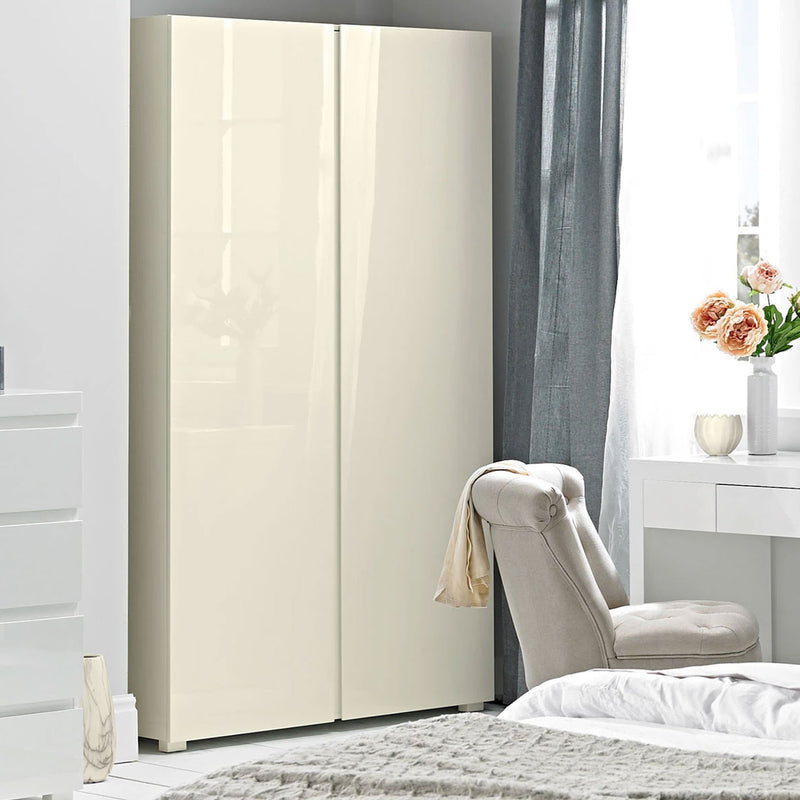Puro Modern 2 Doors Cream Wardrobe by Lavishway | Wardrobe-34156