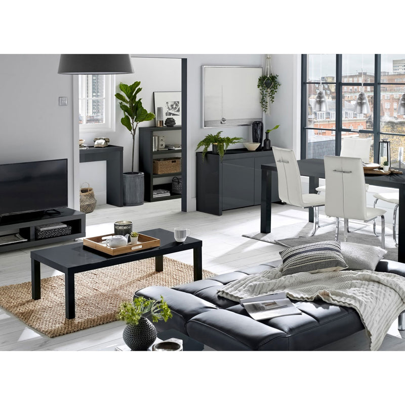 Puro High Gloss Charcoal Console Table by Lavishway | Hallway Console Table-34831