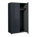 Puro Charcoal High Gloss 2 Door Wardrobe by Lavishway | Wardrobe-32982