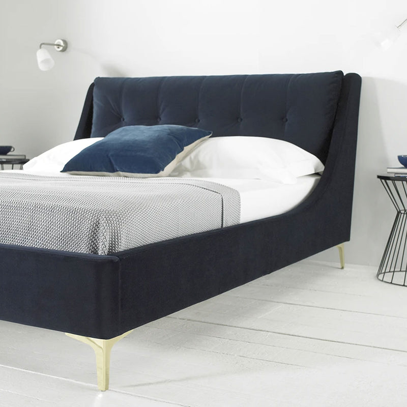 Quinn Blue Fabric King Size Bed by Lavishway | Fabric Beds-23066