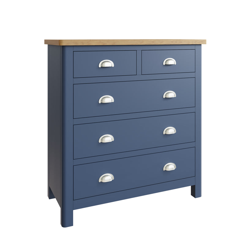 Rutland Oak Top Blue 2 Over 3 Chest Of Drawer by Lavishway | Chest Of Drawers-33864