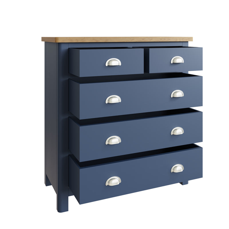 Rutland Oak Top Blue 2 Over 3 Chest Of Drawer by Lavishway | Chest Of Drawers-33863