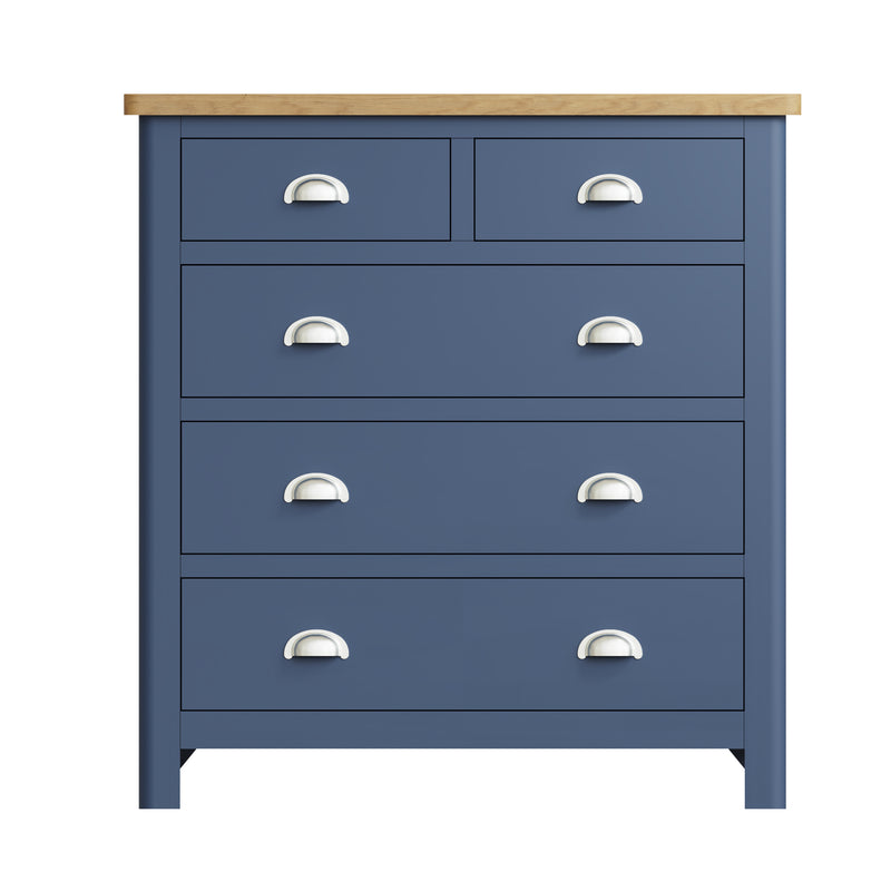 Rutland Oak Top Blue 2 Over 3 Chest Of Drawer by Lavishway | Chest Of Drawers-33865