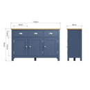 Rutland Oak Top Blue 3 Doors Sideboard by Lavishway | Sideboards-33861