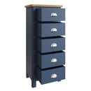 Rutland Oak Top Blue 5 Drawer Narrow Chest by Lavishway | Chest Of Drawers-33845