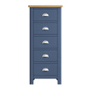 Rutland Oak Top Blue 5 Drawer Narrow Chest by Lavishway | Chest Of Drawers-33846