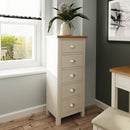 Rutland Oak Top 5 Drawer Narrow Chest by Lavishway | Chest Of Drawers-36586
