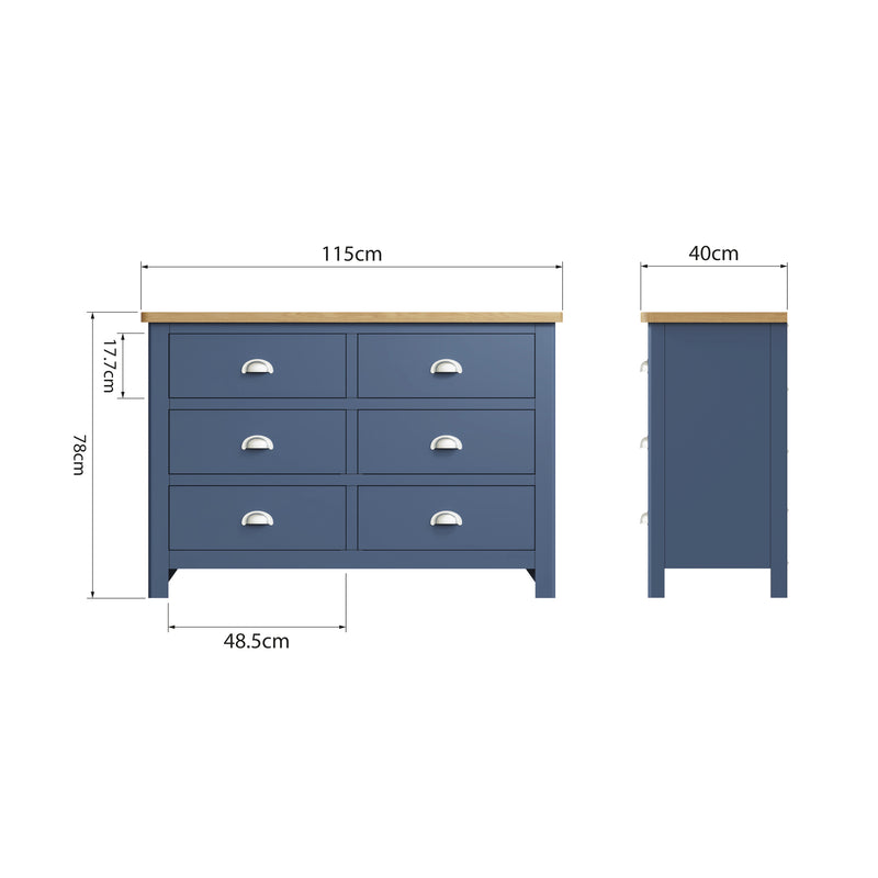 Rutland Oak Top 6 Drawer Chest by Lavishway | Chest Of Drawers-33842
