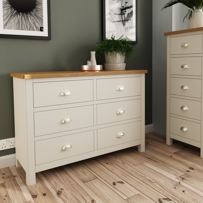 Rutland Dove Grey Painted 6 Drawers Chest by Lavishway | Chest Of Drawers-31252