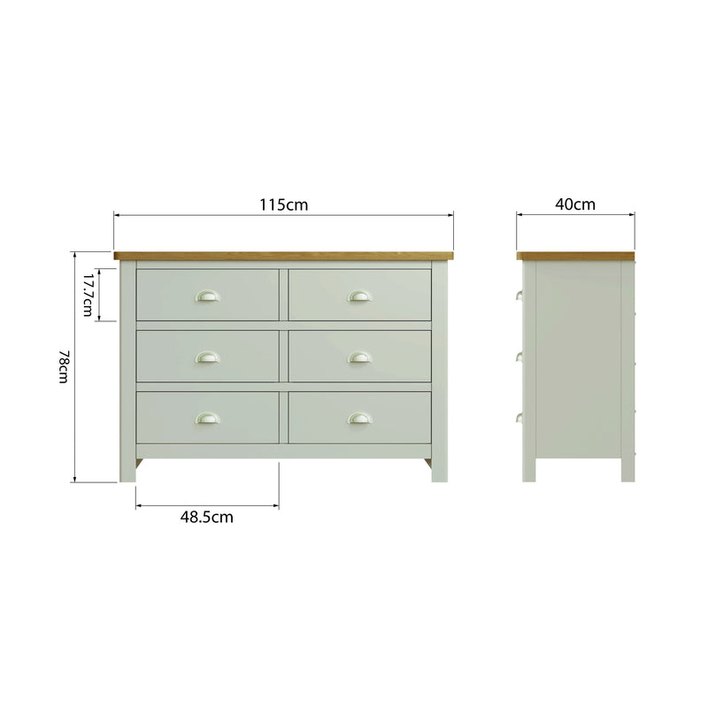 Rutland Dove Grey Painted 6 Drawers Chest by Lavishway | Chest Of Drawers-31260