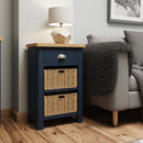 Rutland Oak Top Basket Cabinet in Blue by Lavishway | Side Tables-36319