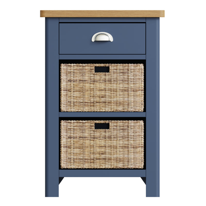 Rutland Oak Top Basket Cabinet in Blue by Lavishway | Side Tables-36321