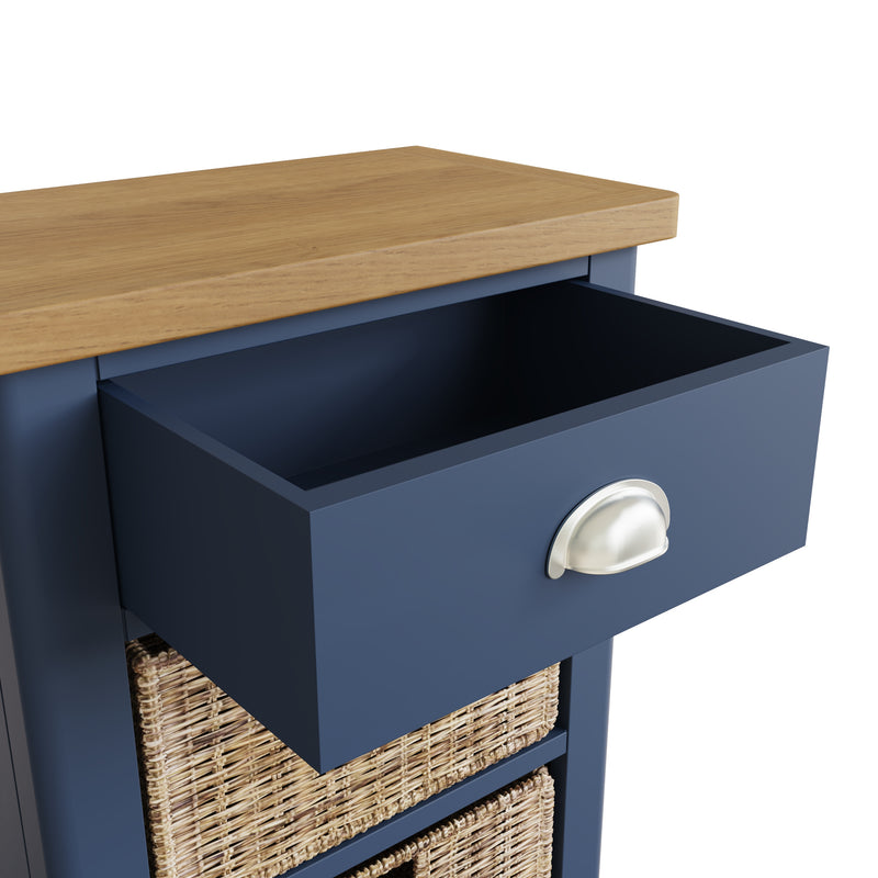 Rutland Oak Top Basket Cabinet in Blue by Lavishway | Side Tables-36322