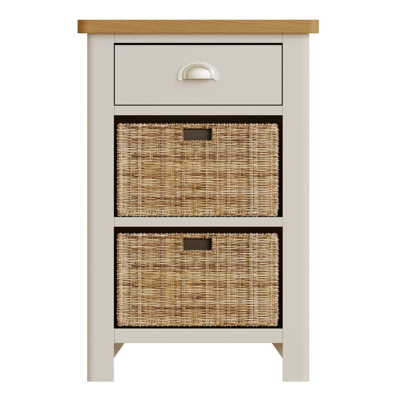 Rutland Dove Grey 2 Basket Unit Side Table by Lavishway | Hallway Cabinets-31272