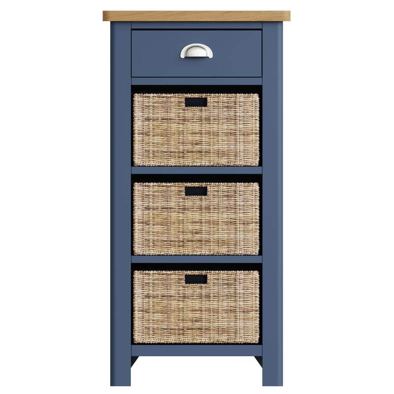 Rutland Oak Top Basket Unit Cabinet in Blue by Lavishway | Hallway Cabinets-36313