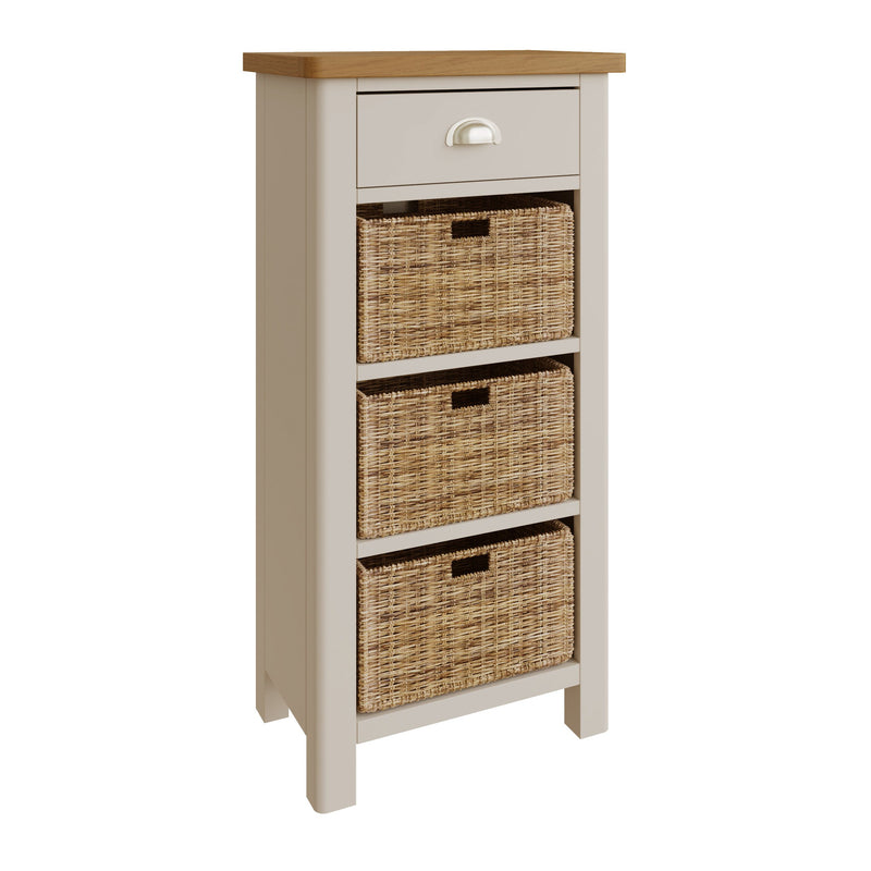 Rutland Dove Grey 3 Basket Unit Side Table by Lavishway | Hallway Cabinets-31284