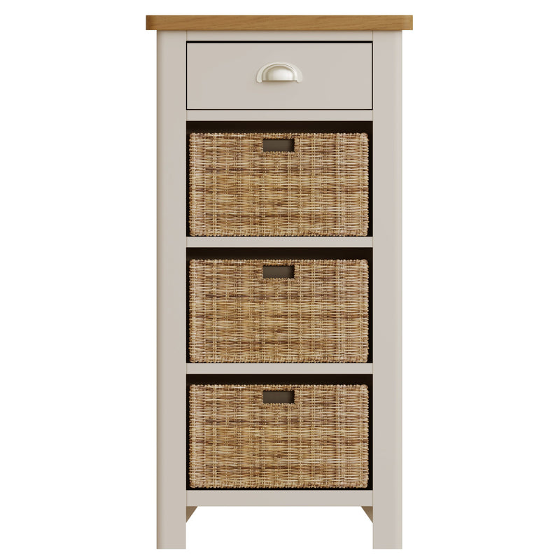 Rutland Dove Grey 3 Basket Unit Side Table by Lavishway | Hallway Cabinets-31285