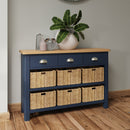 Rutland Oak Top 6 Basket Unit Cabinet in Blue by Lavishway | Hallway Cabinets-36292