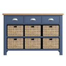 Rutland Oak Top 6 Basket Unit Cabinet in Blue by Lavishway | Hallway Cabinets-36295