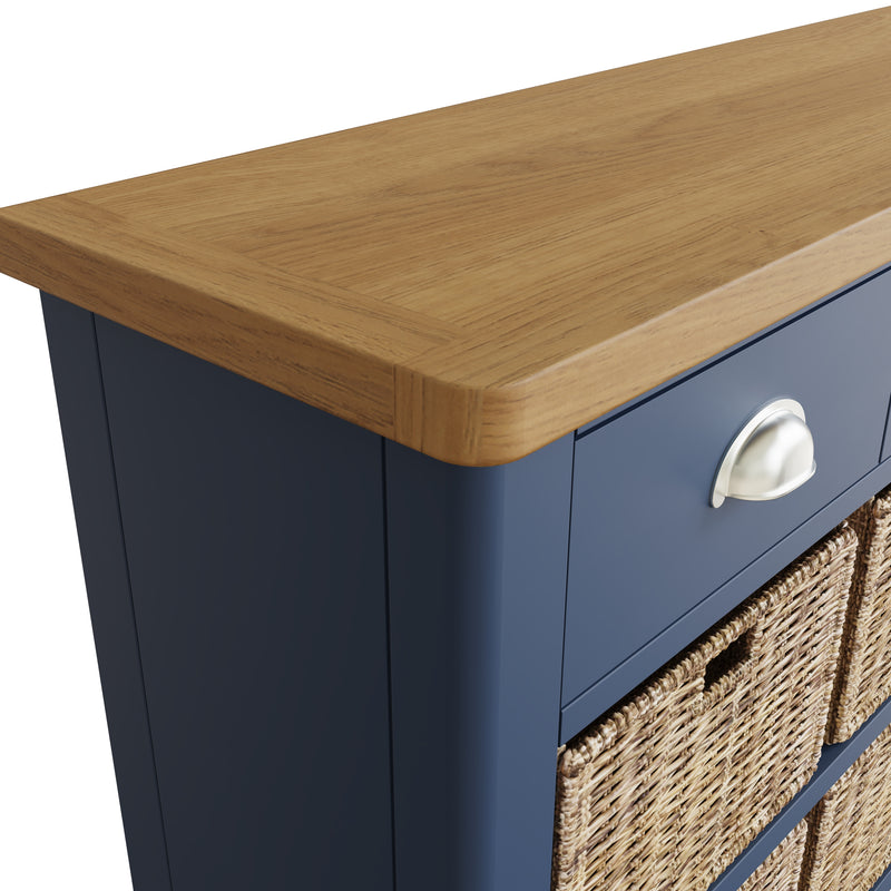 Rutland Oak Top 6 Basket Unit Cabinet in Blue by Lavishway | Hallway Cabinets-36298