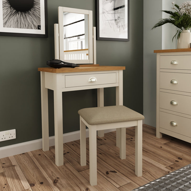 Rutland Oak Wood Top Dove Grey Dressing Table by Lavishway | Dressing Tables-36577