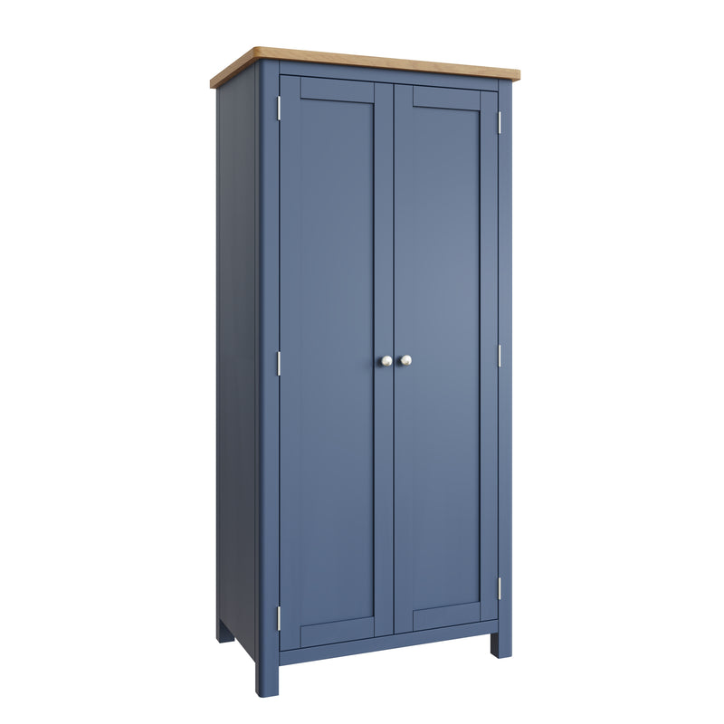 Rutland Oak Top Full Blue Hanging Wardrobe by Lavishway | Wardrobe-36422
