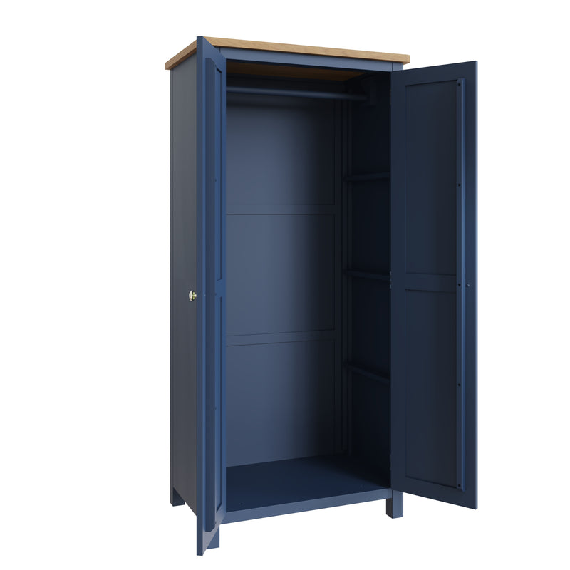 Rutland Oak Top Full Blue Hanging Wardrobe by Lavishway | Wardrobe-36421