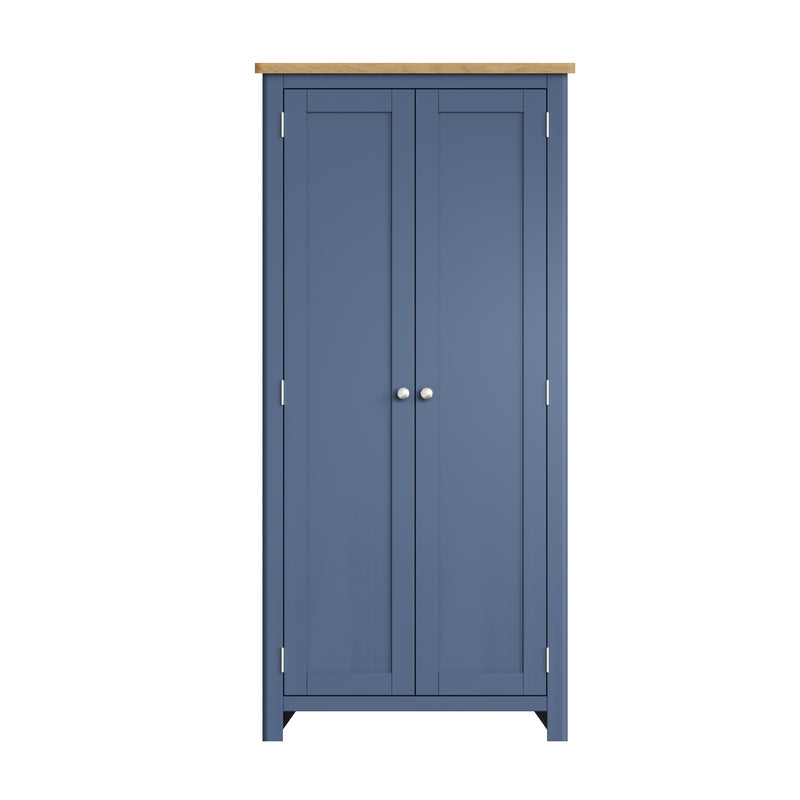 Rutland Oak Top Full Blue Hanging Wardrobe by Lavishway | Wardrobe-36426